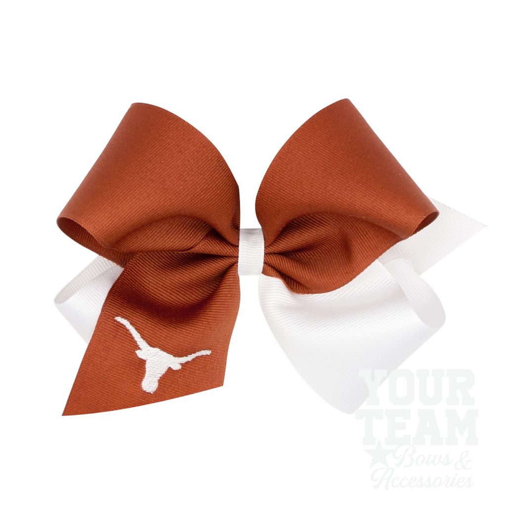 King University of Texas Two-Tone Embroidered Hair Bow - UNIVERSITY OF TEXAS