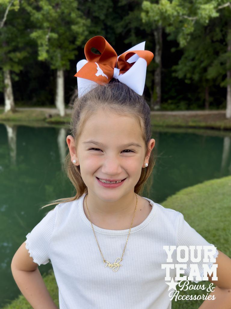 King University of Texas Two-Tone Embroidered Hair Bow