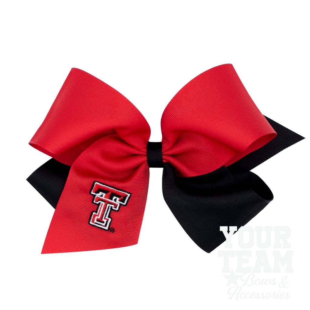 King Texas Tech Two-Tone Embroidered Hair Bow - TEXAS TECH