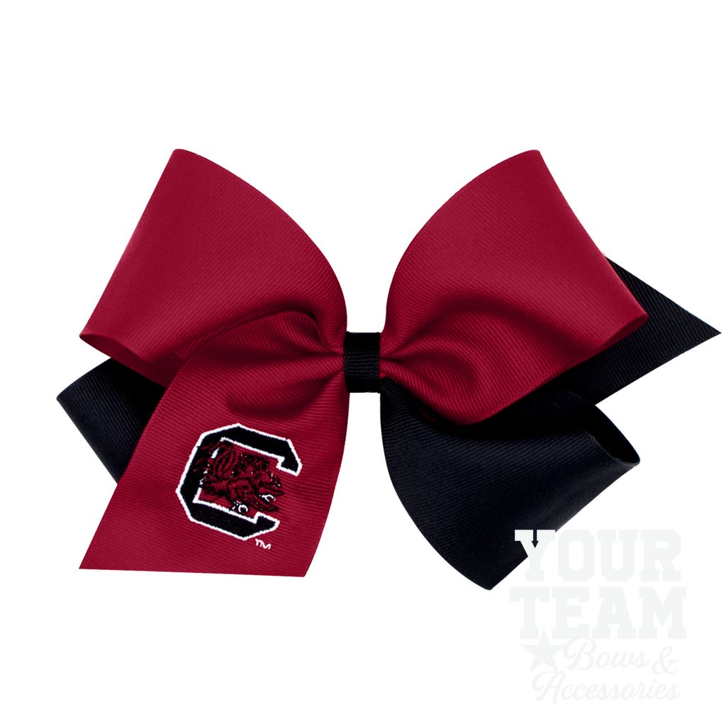 King South Carolina Two-Tone Embroidered Hair Bow - SOUTH CAROLINA