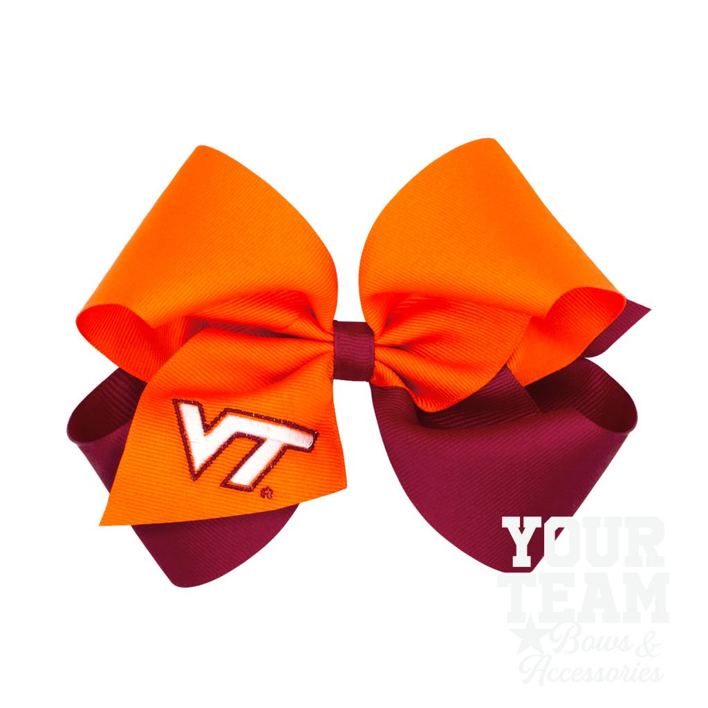 King Virginia Tech Two-Tone Embroidered Hair Bow - VIRGINIA TECH