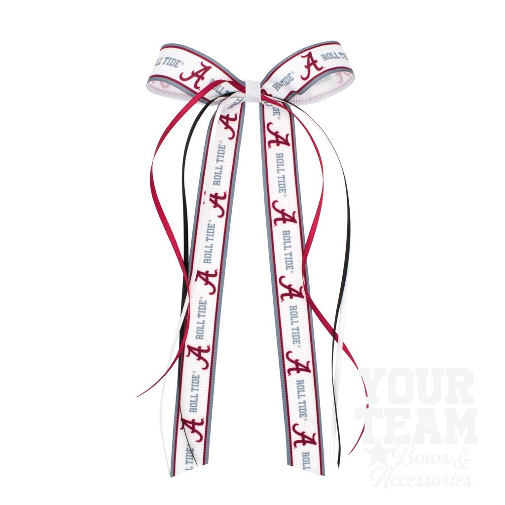 Pair of Alabama Logo Ribbon Boot Bows with Streamers - ALABAMA