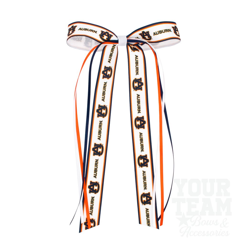 Pair of Auburn Logo Ribbon Boot Bows with Streamers - AUBURN