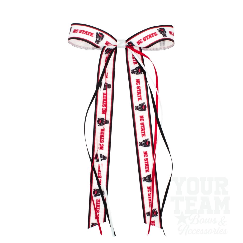Pair of North Carolina State Logo Ribbon Boot Bows with Streamers - NORTH CAROLINA STATE