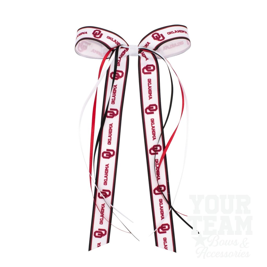 Pair of Oklahoma Logo Ribbon Boot Bows with Streamers - OKLAHOMA