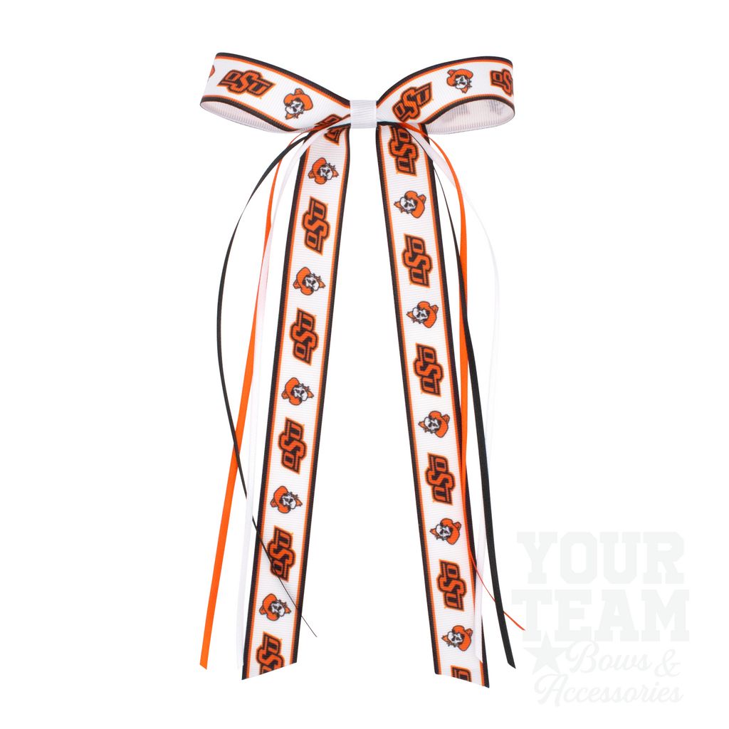 Pair of Oklahoma State Logo Ribbon Boot Bows with Streamers - OKLAHOMA STATE