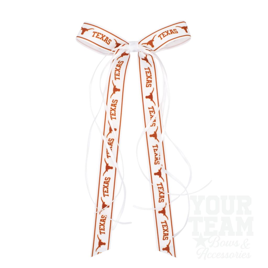 Pair of University of Texas Logo Ribbon Boot Bows with Streamers - UNIVERSITY OF TEXAS