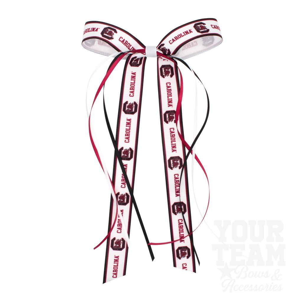 Pair of South Carolina Logo Ribbon Boot Bows with Streamers - SOUTH CAROLINA