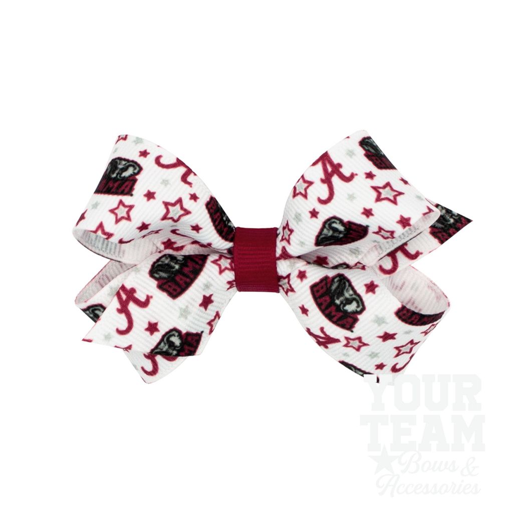Mini Alabama Logo Print Hair Bow - ALABAMA