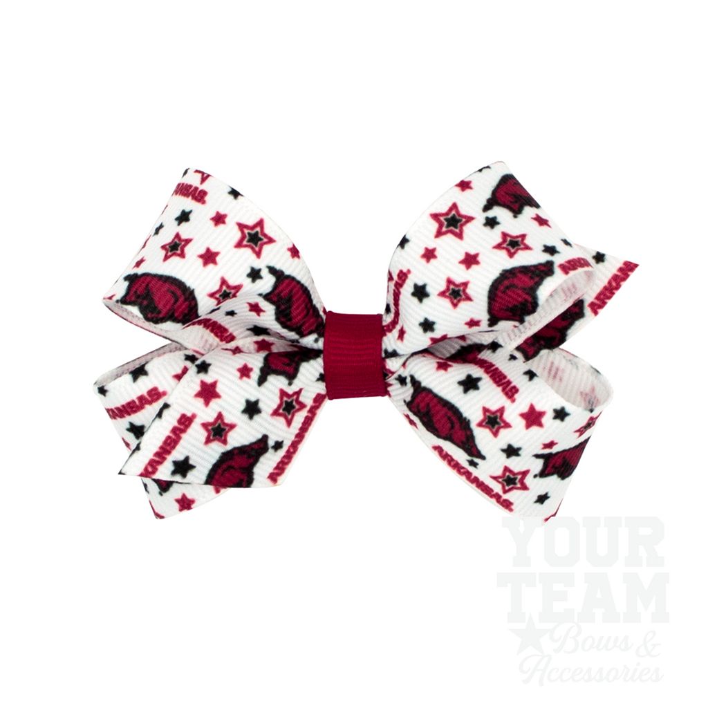 Mini Arkansas Logo Print Hair Bow - ARKANSAS