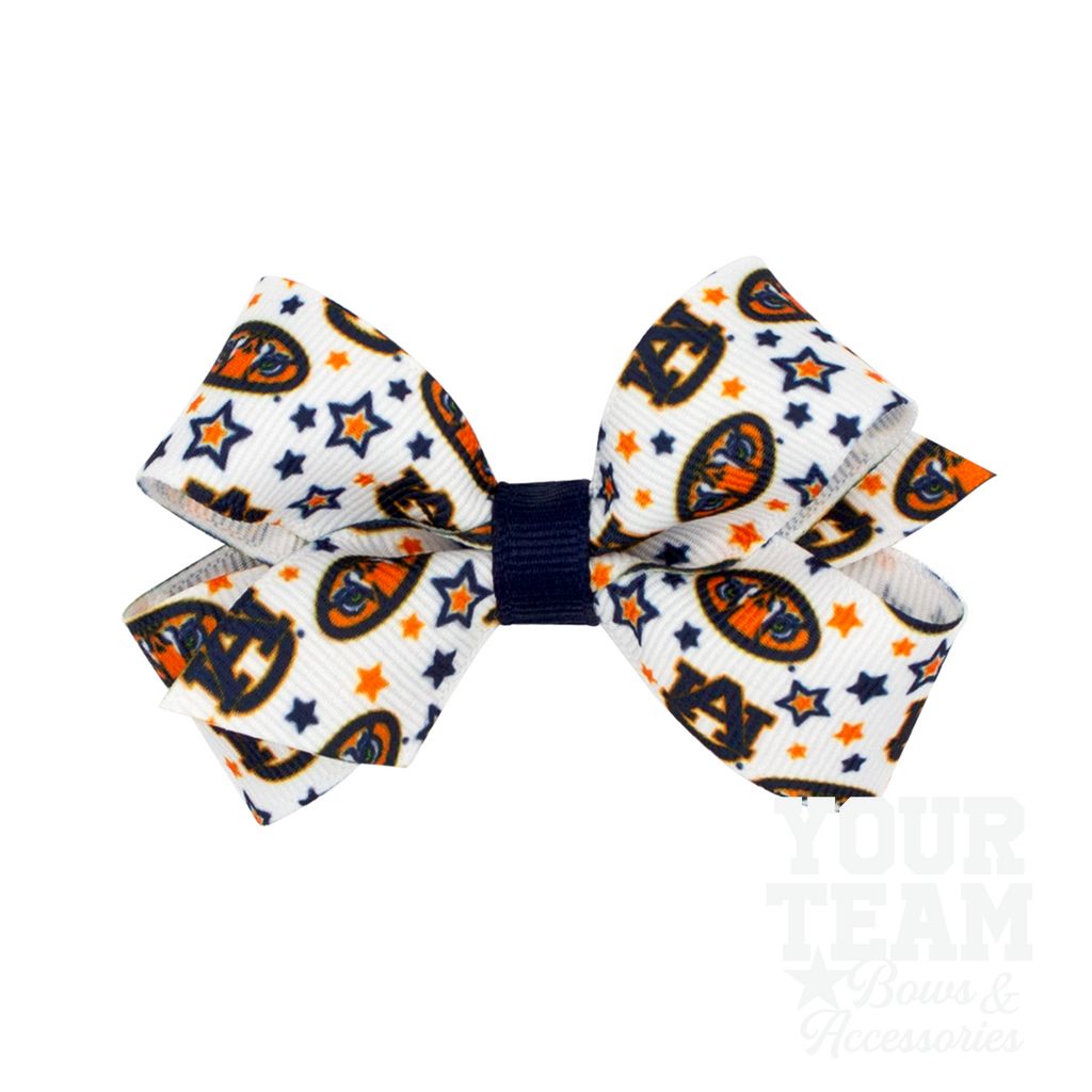 Mini Auburn Logo Print Hair Bow - AUBURN