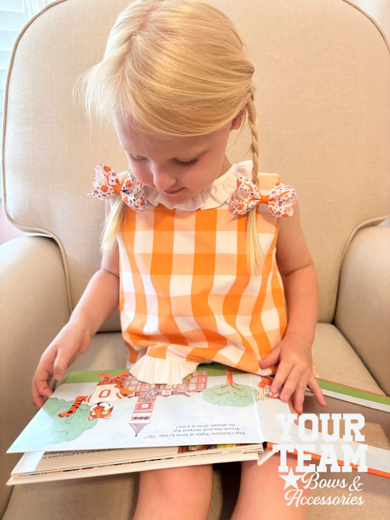Mini Clemson Logo Print Hair Bow