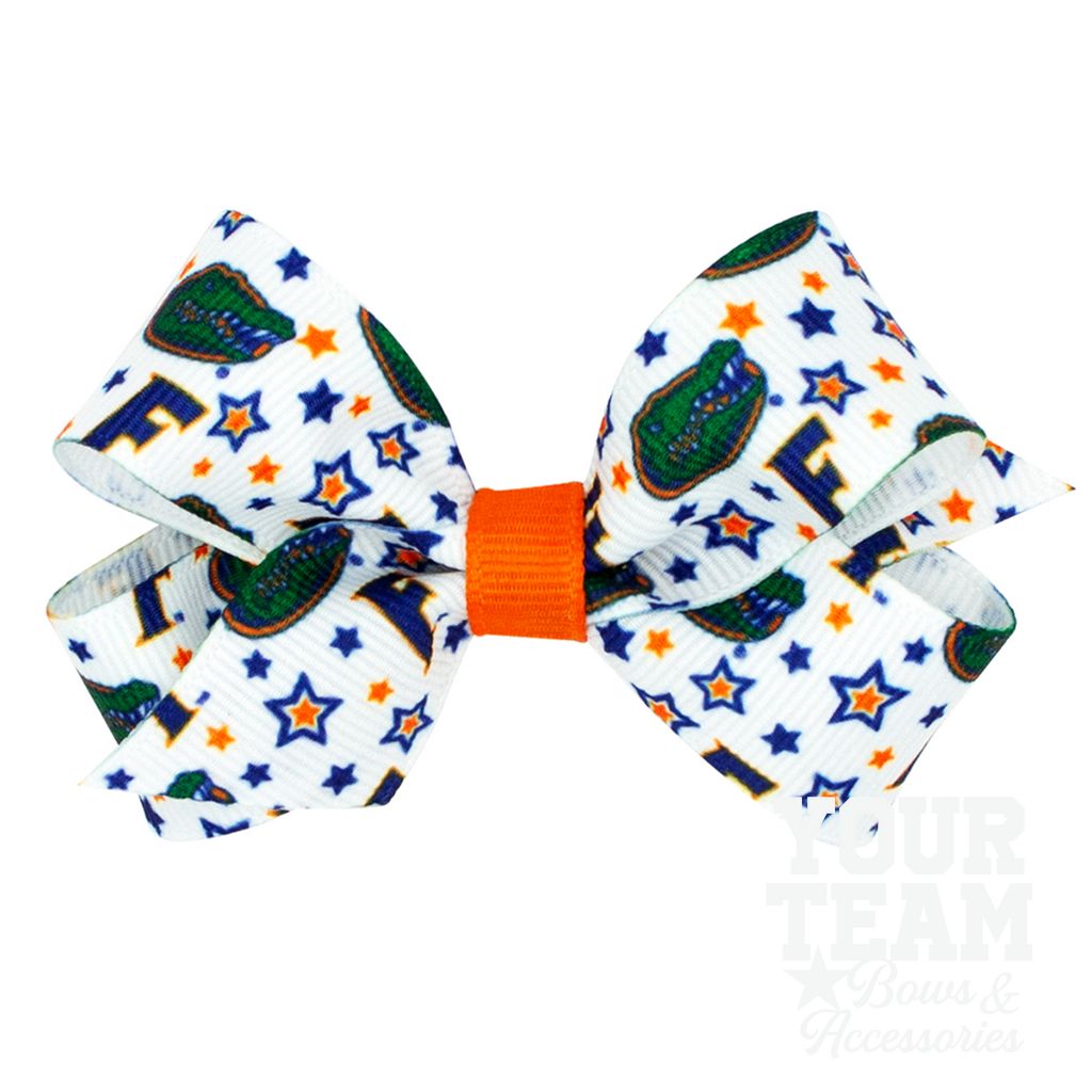 Mini Florida Logo Print Hair Bow - UNIV OF FLORIDA