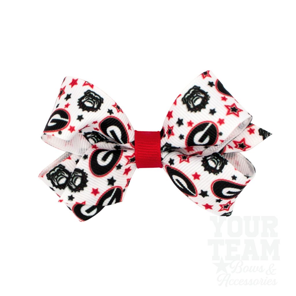 Mini Georgia Logo Print Hair Bow - GEORGIA