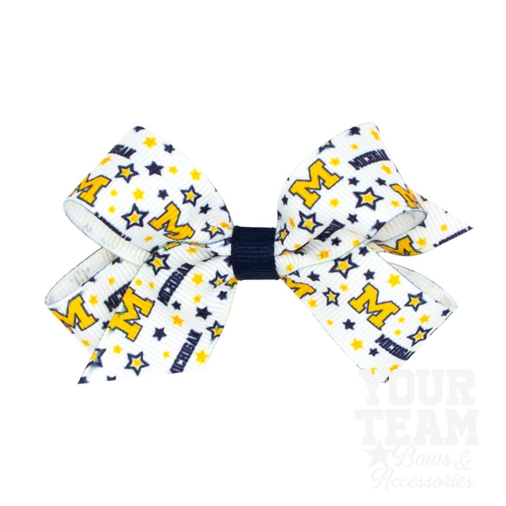 Mini Michigan Logo Print Hair Bow