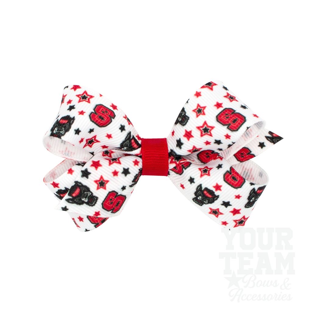 Mini North Carolina State Logo Print Hair Bow - NORTH CAROLINA STATE
