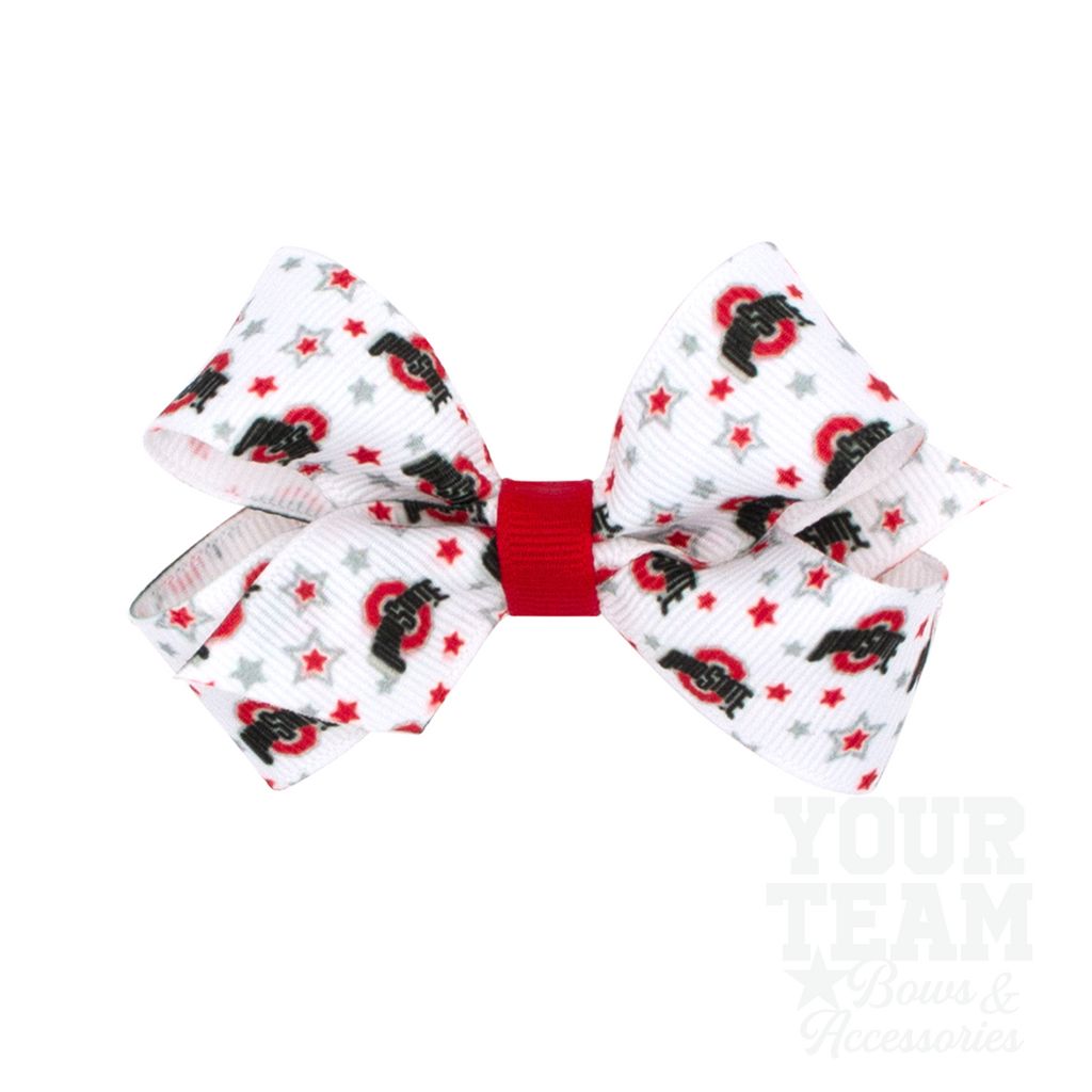 Mini Ohio State Logo Print Hair Bow - OHIO STATE