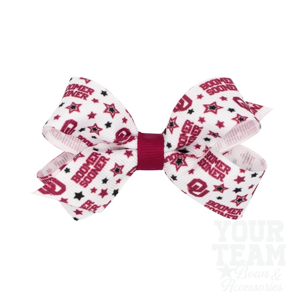 Mini Oklahoma Logo Print Hair Bow - OKLAHOMA