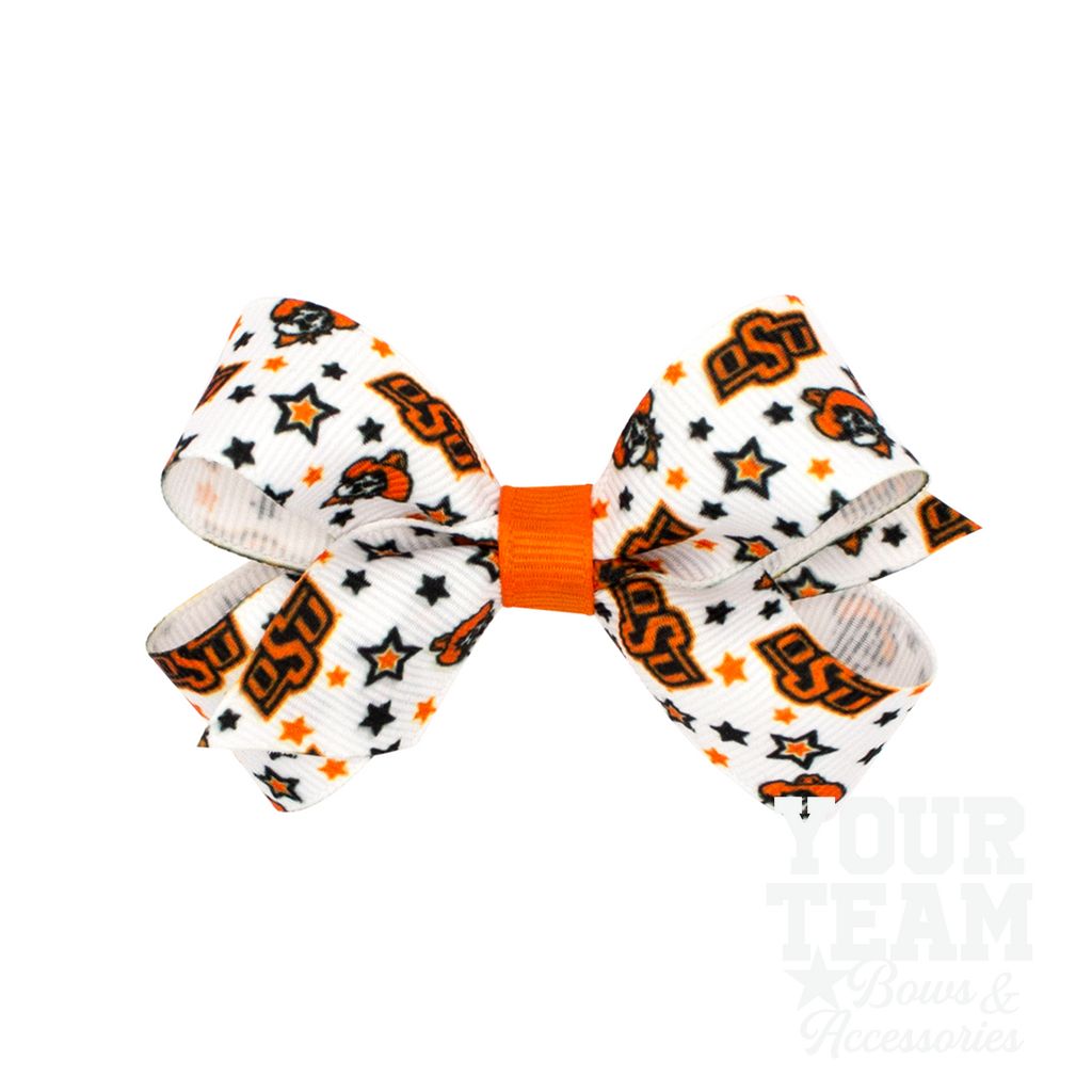 Mini Oklahoma State Logo Print Hair Bow - OKLAHOMA STATE