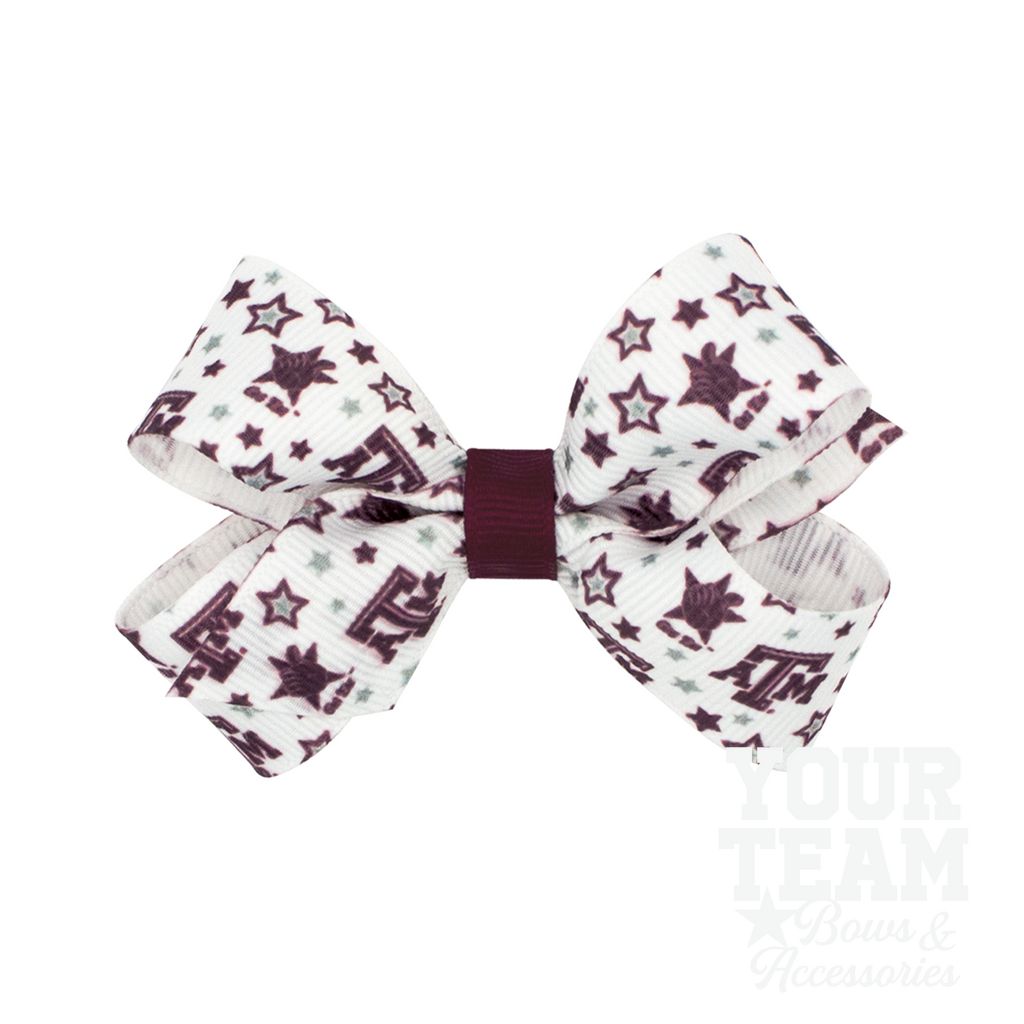 Mini Texas A&M Logo Print Hair Bow - TEXAS A&M