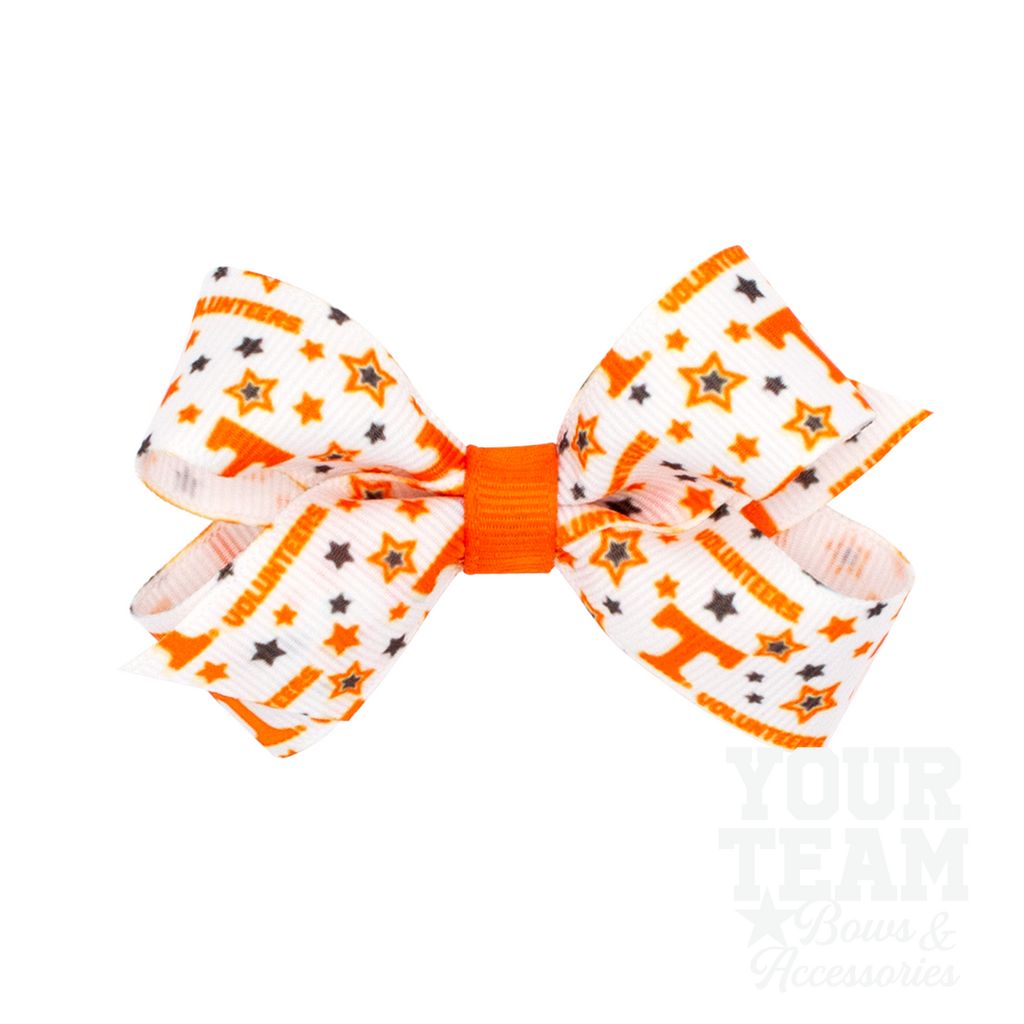 Mini Tennessee Logo Print Hair Bow - UNIVERSITY OF TENNESSEE