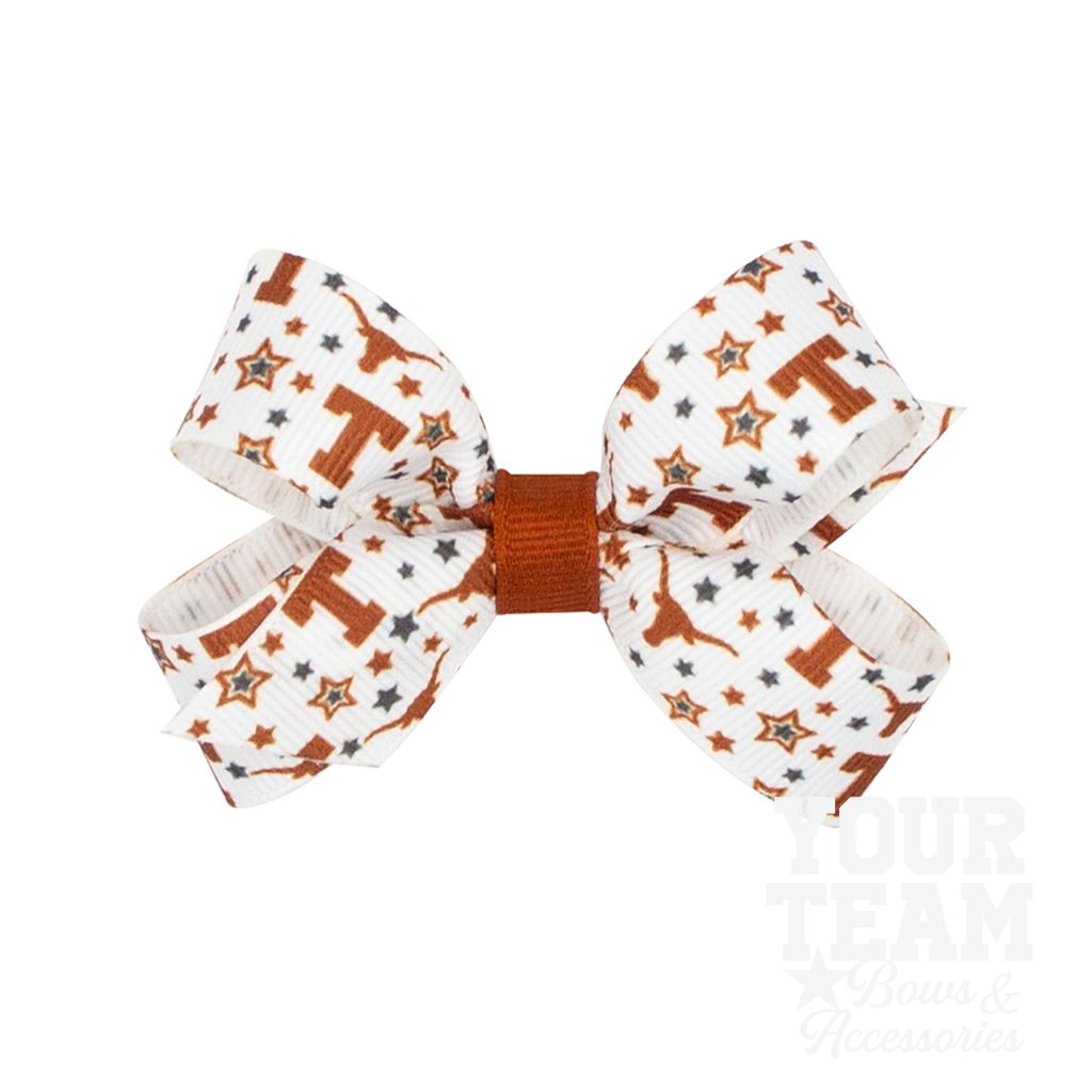 Mini University of Texas Logo Print Hair Bow - UNIVERSITY OF TEXAS