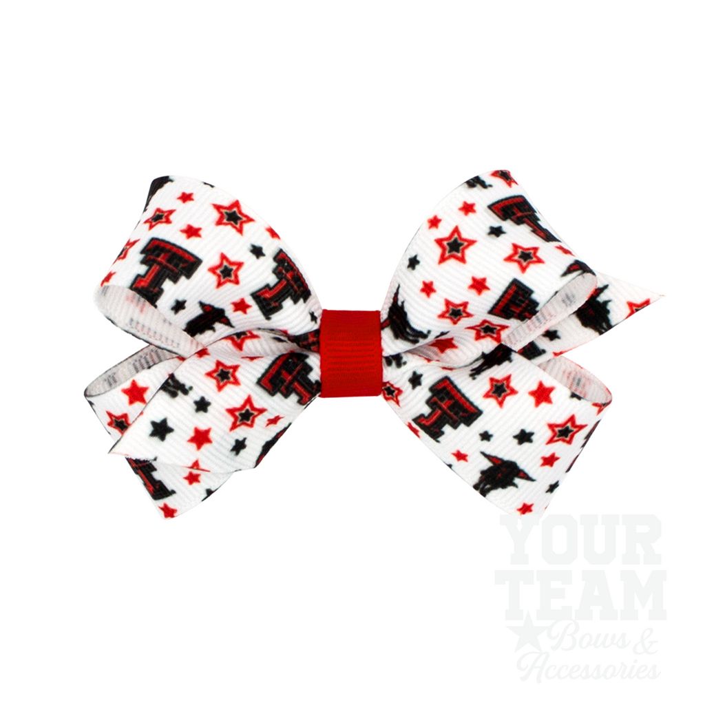 Mini Texas Tech Logo Print Hair Bow - TEXAS TECH
