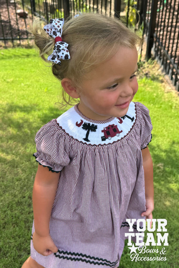 Mini South Carolina Logo Print Hair Bow