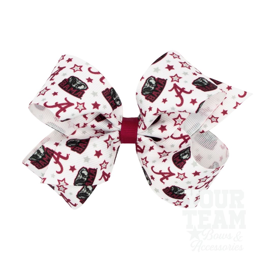 Medium Alabama Logo Print Hair Bow - ALABAMA