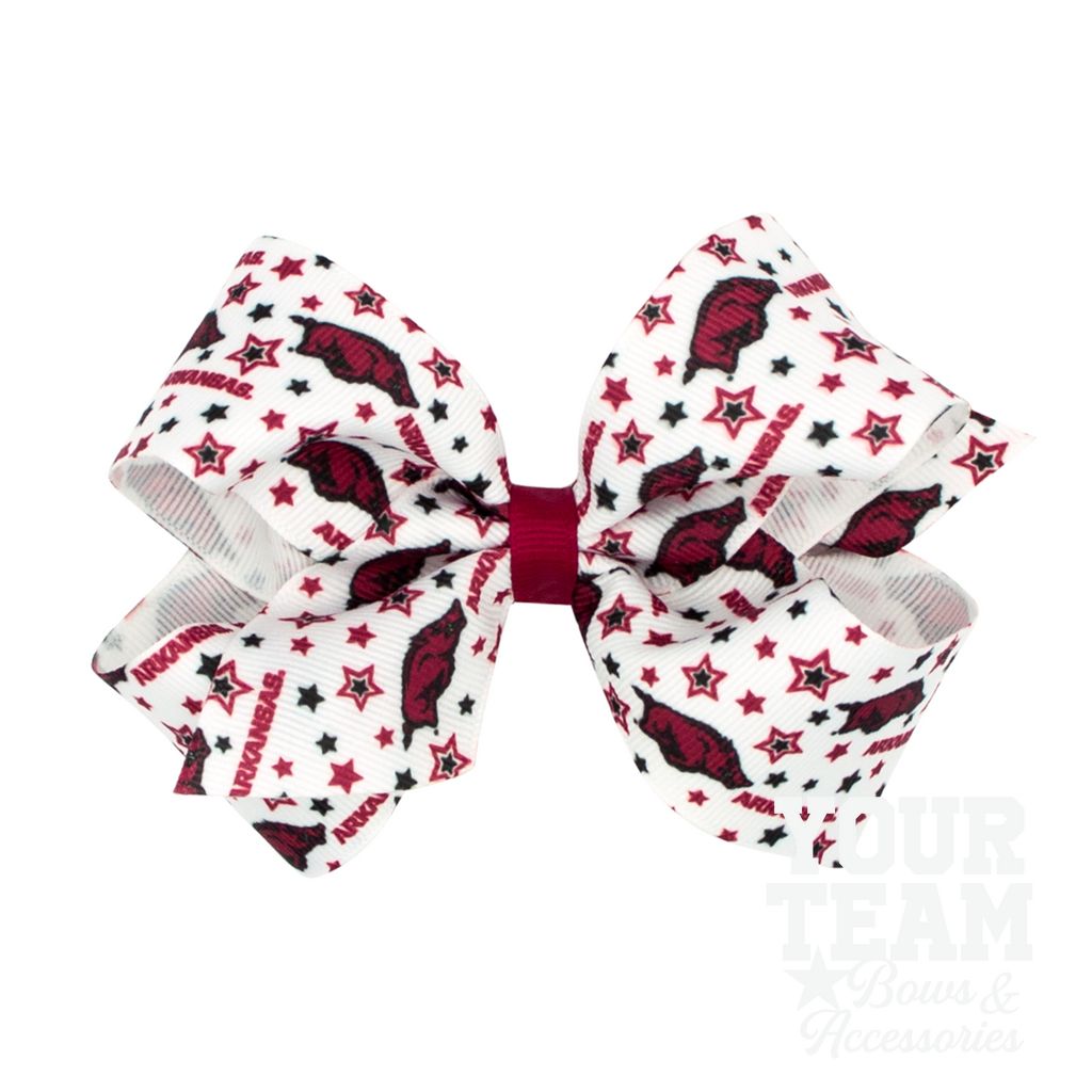Medium Arkansas Logo Print Hair Bow - ARKANSAS