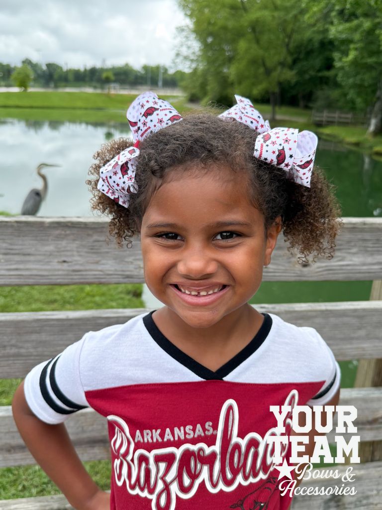 Medium Arkansas Logo Print Hair Bow
