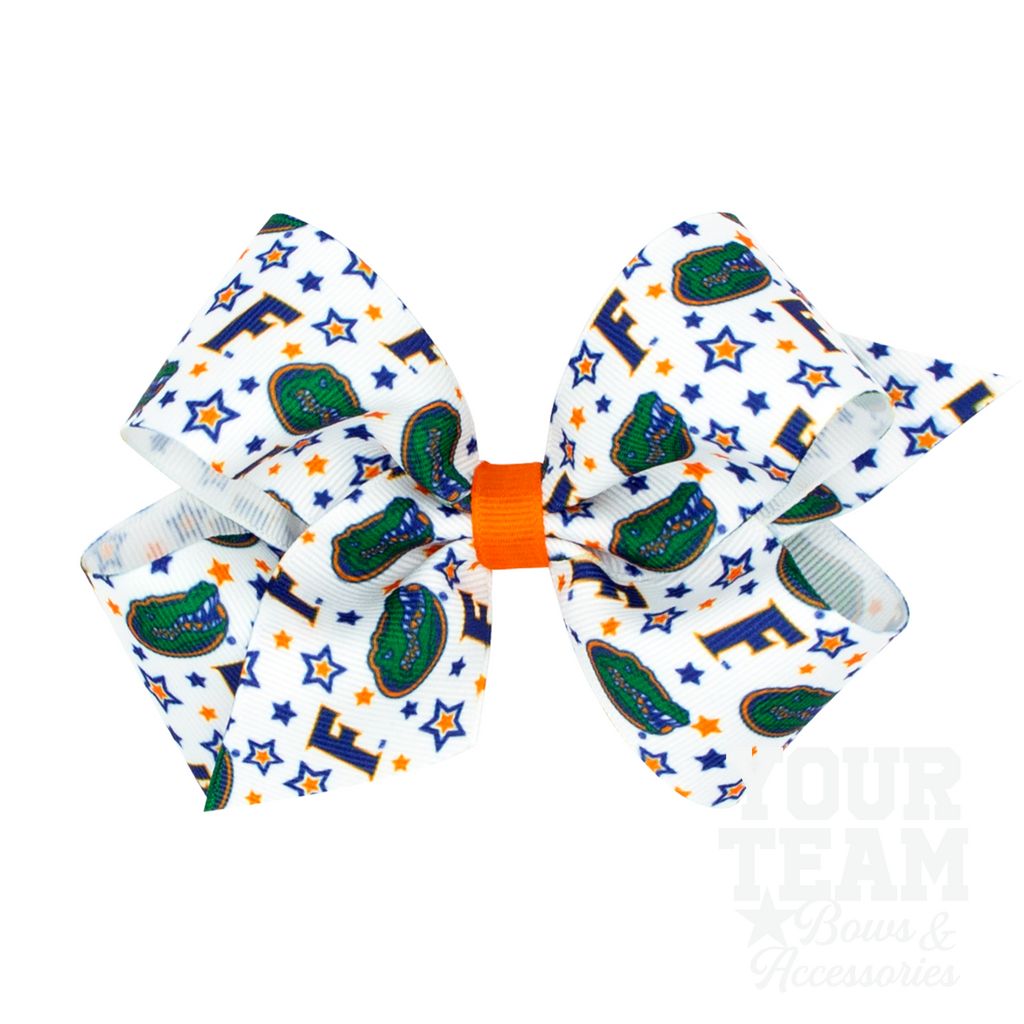 Medium Florida Logo Print Hair Bow - UNIV OF FLORIDA