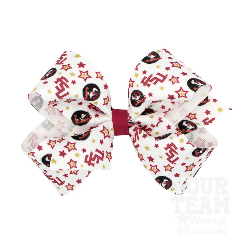 Medium Florida State Logo Print Hair Bow - FLORIDA STATE