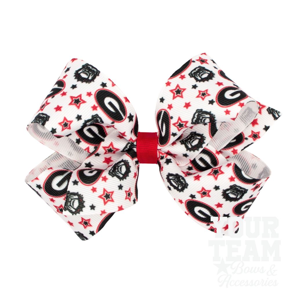 Medium Georgia Logo Print Hair Bow - GEORGIA