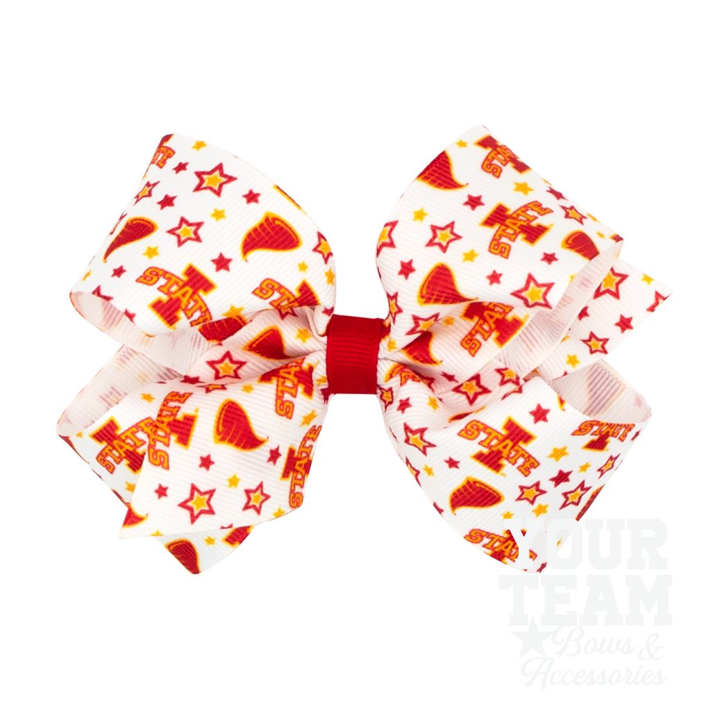 Medium Iowa State Logo Print Hair Bow - IOWA STATE UNIVERSITY