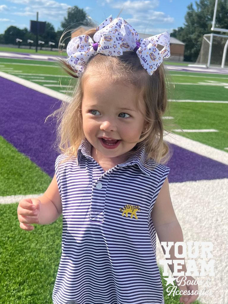Medium Louisiana State Logo Print Hair Bow
