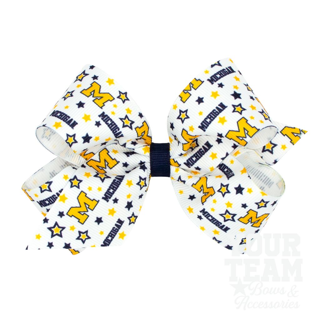 Medium Michigan Logo Print Hair Bow - MICHIGAN
