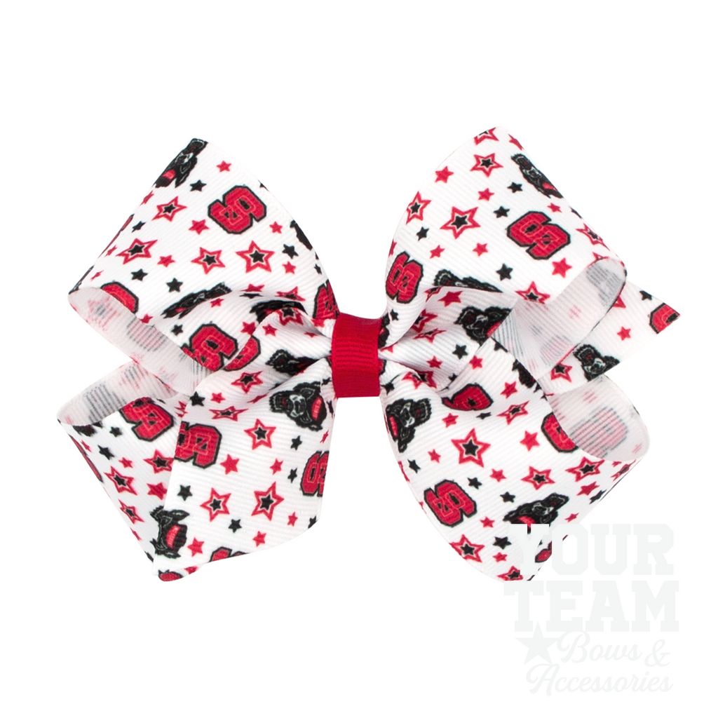 Medium North Carolina State Logo Print Hair Bow - NORTH CAROLINA STATE