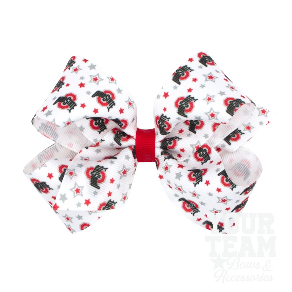 Medium Ohio State Logo Print Hair Bow - OHIO STATE