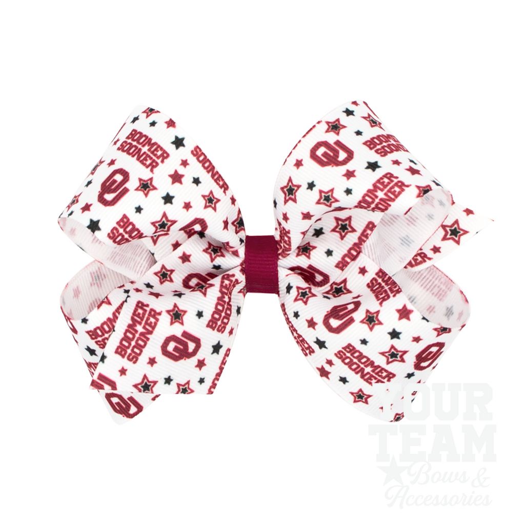 Medium Oklahoma Logo Print Hair Bow - OKLAHOMA