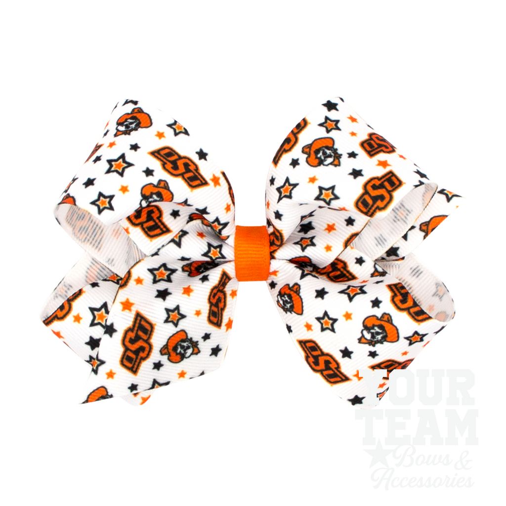 Medium Oklahoma State Logo Print Hair Bow - OKLAHOMA STATE