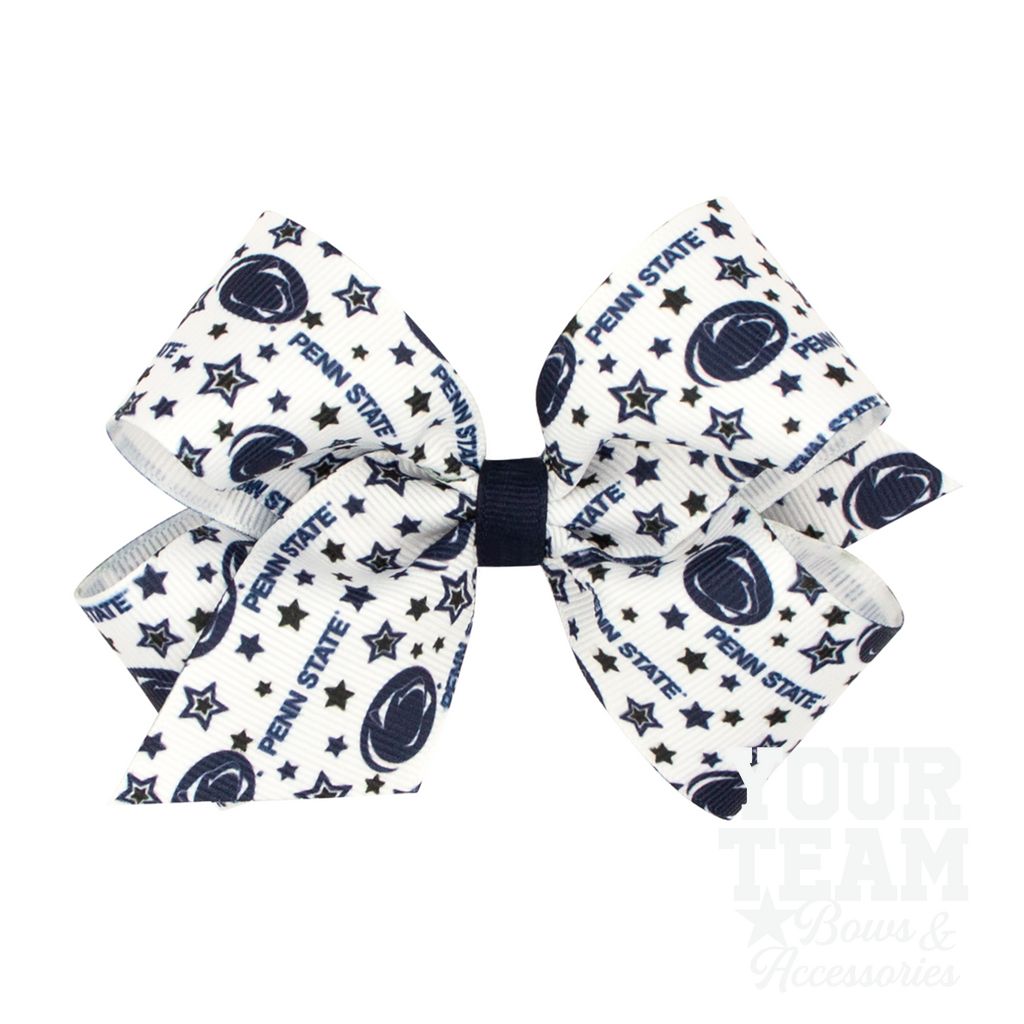 Medium Penn State Logo Print Hair Bow - PENN STATE