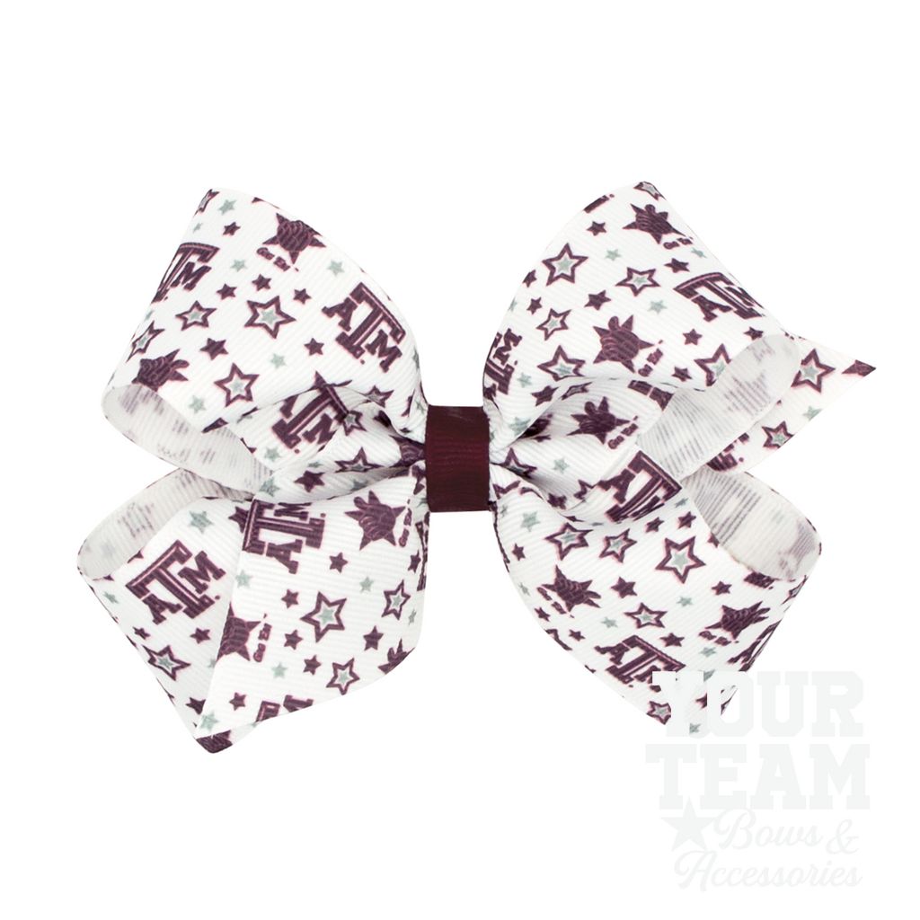 Medium Texas A&M Logo Print Hair Bow - TEXAS A&M
