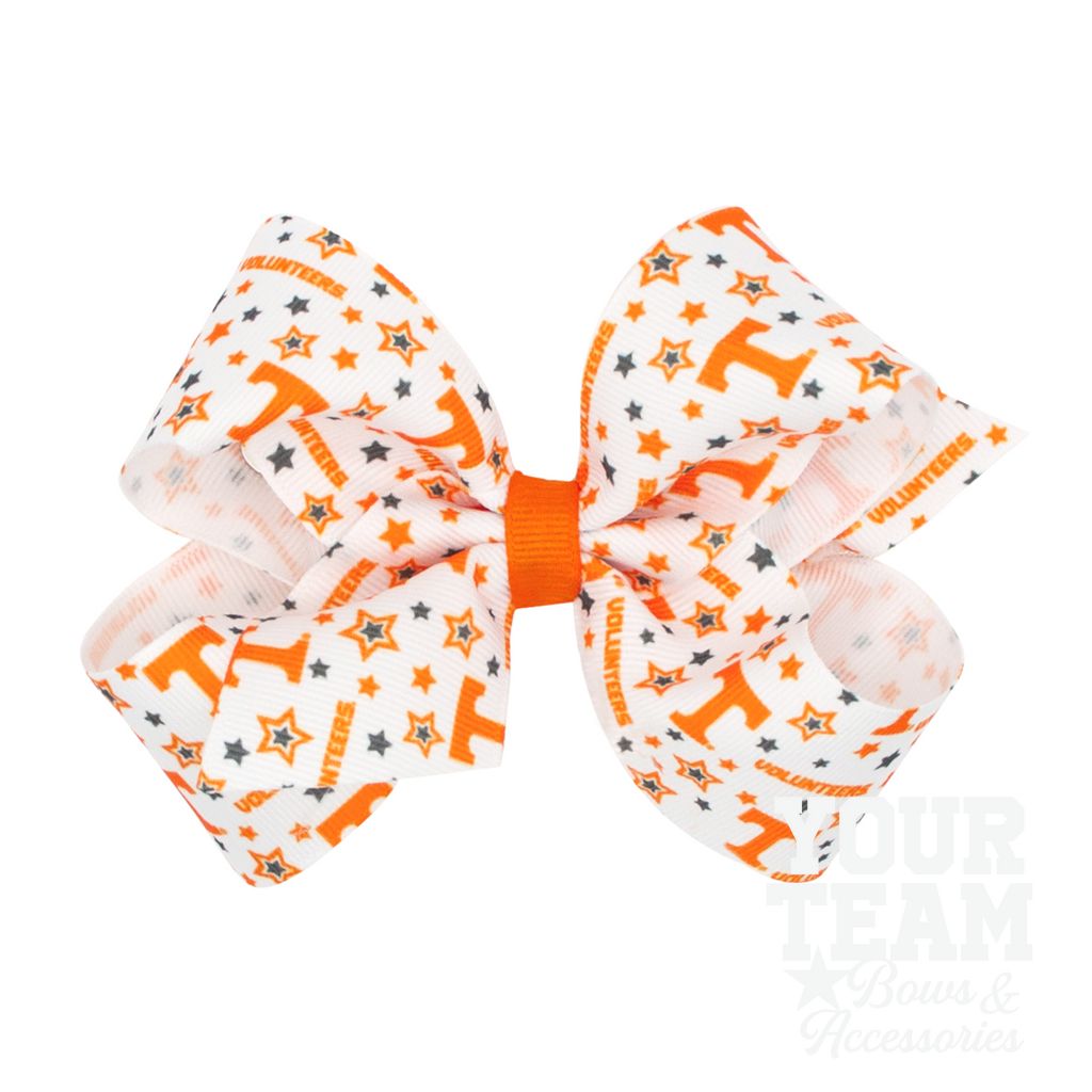 Medium Tennessee Logo Print Hair Bow - UNIVERSITY OF TENNESSEE