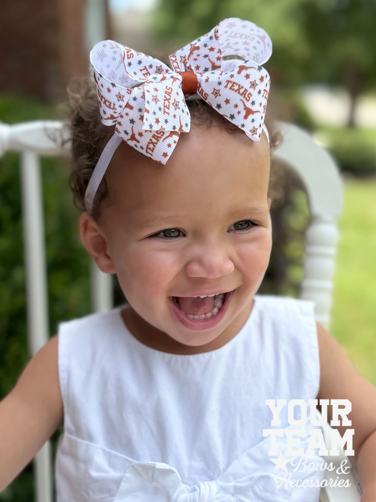 Medium University of Texas Logo Print Hair Bow