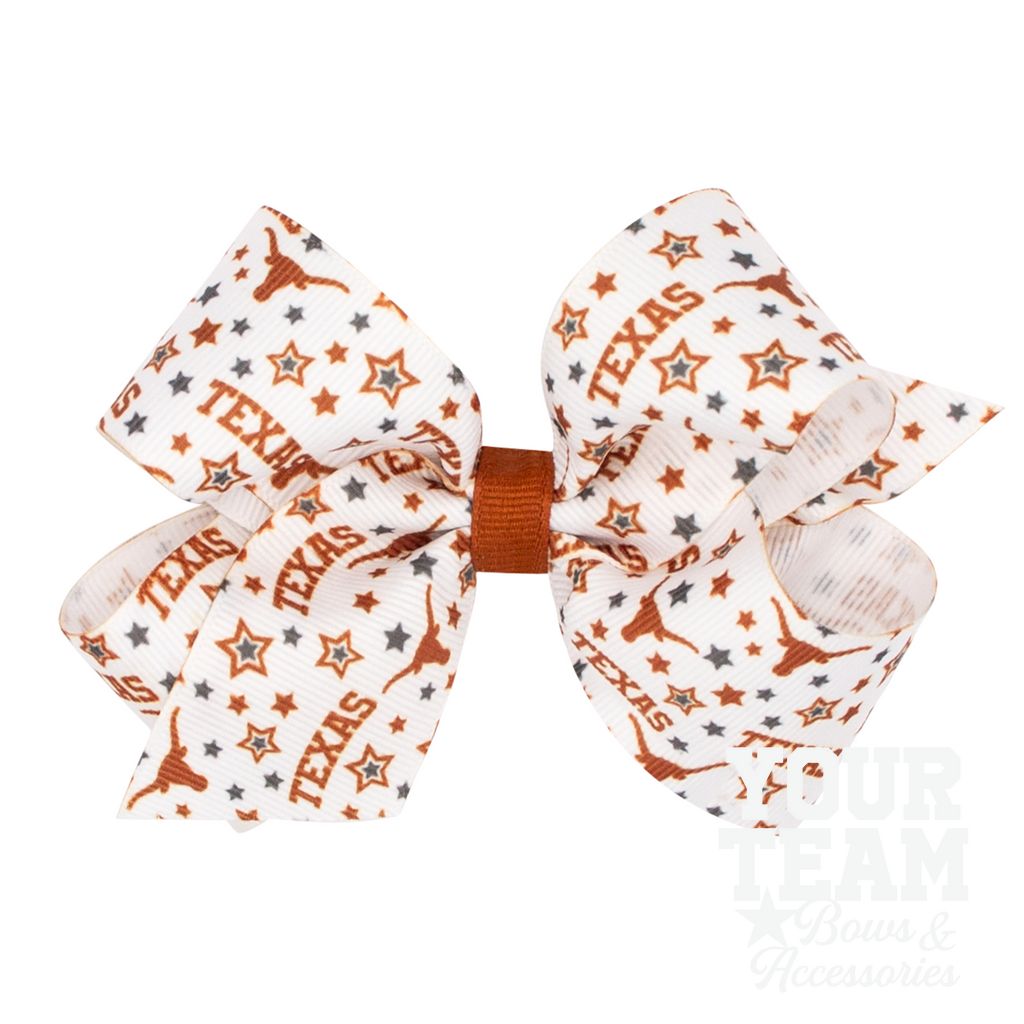 Medium University of Texas Logo Print Hair Bow - UNIVERSITY OF TEXAS