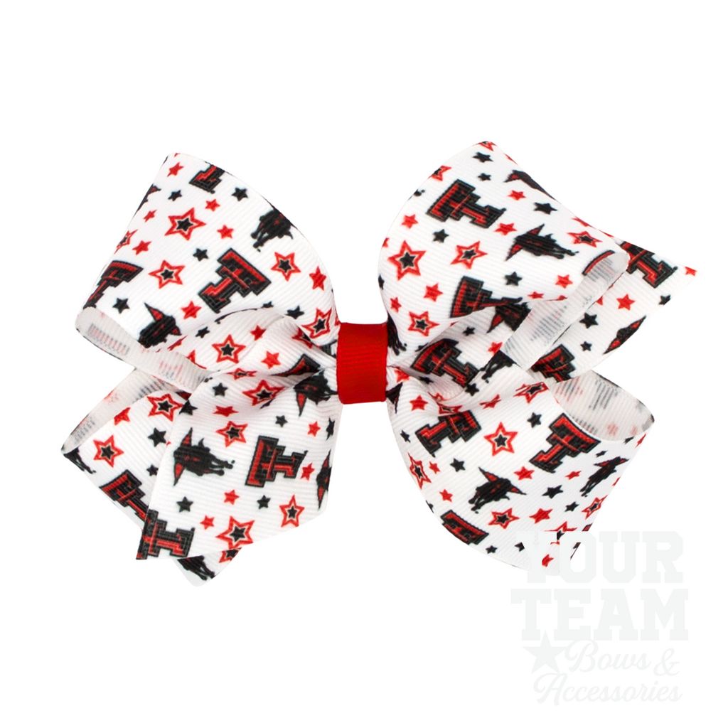 Medium Texas Tech Logo Print Hair Bow - TEXAS TECH
