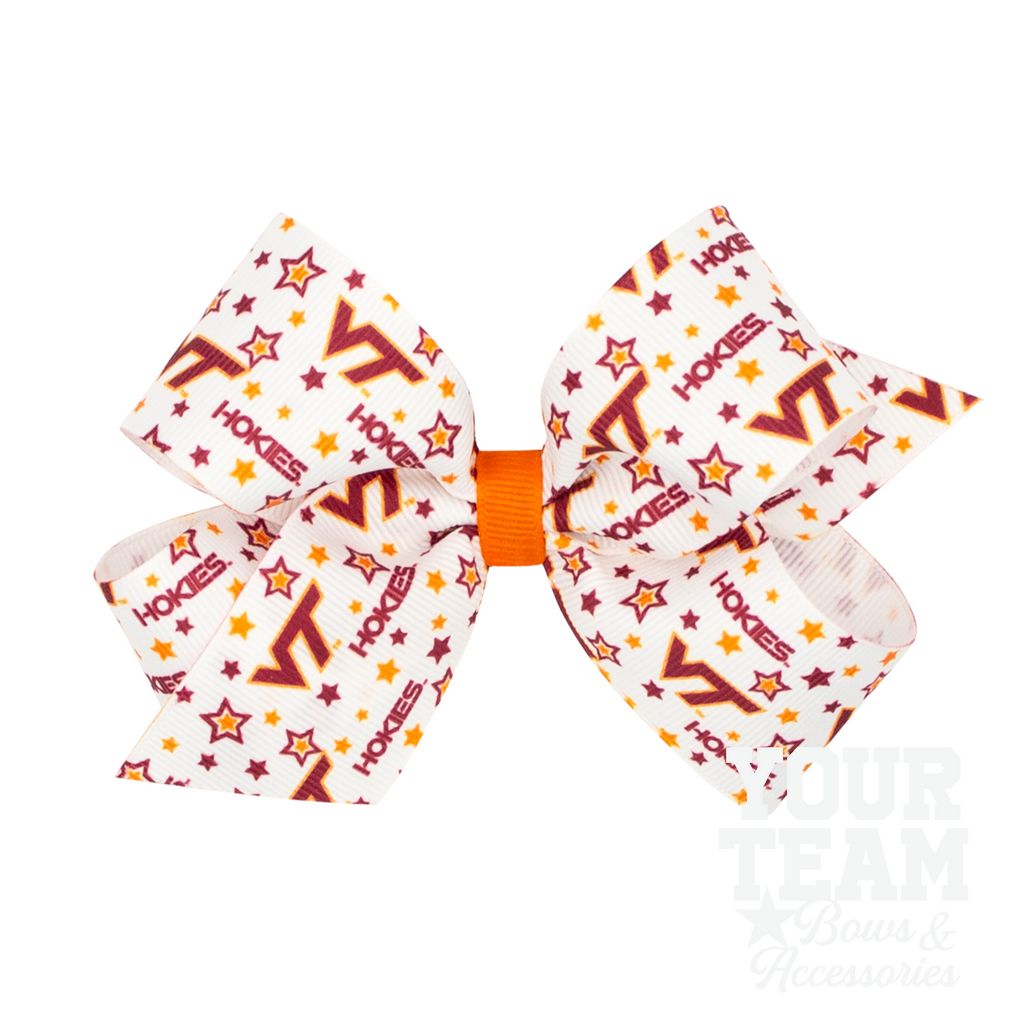 Medium Virginia Tech Logo Print Hair Bow - VIRGINIA TECH