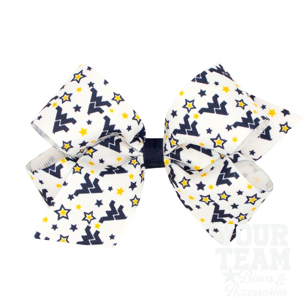 Medium West Virginia Logo Print Hair Bow - WEST VIRGINIA