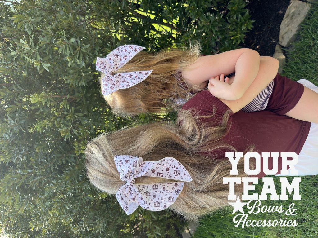 King Texas A&M Logo Print Whimsy Tail Hair Bow